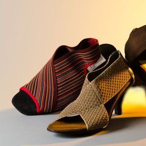 NWOT San Miguel Drayton Multicolour Striped Heeled Sandals